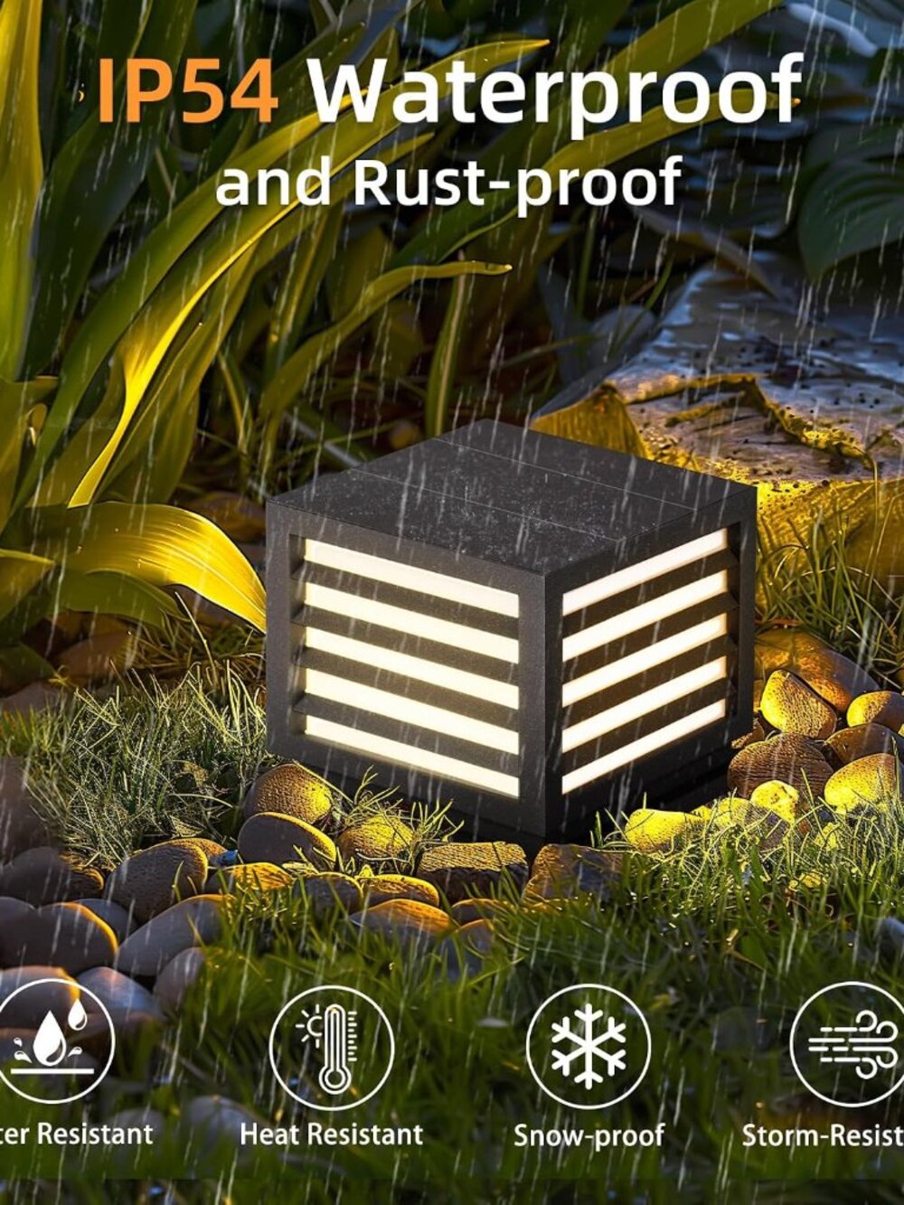 Linkmoon C3095-D Solar Post Cap Light 5W LED 3000K Outdoor Pillar Black